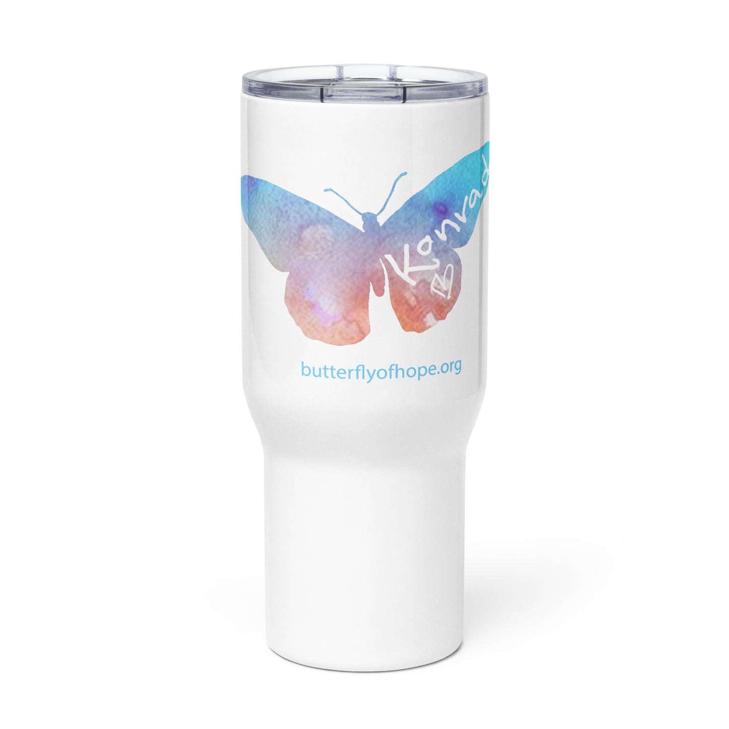 Travel mug with a handle