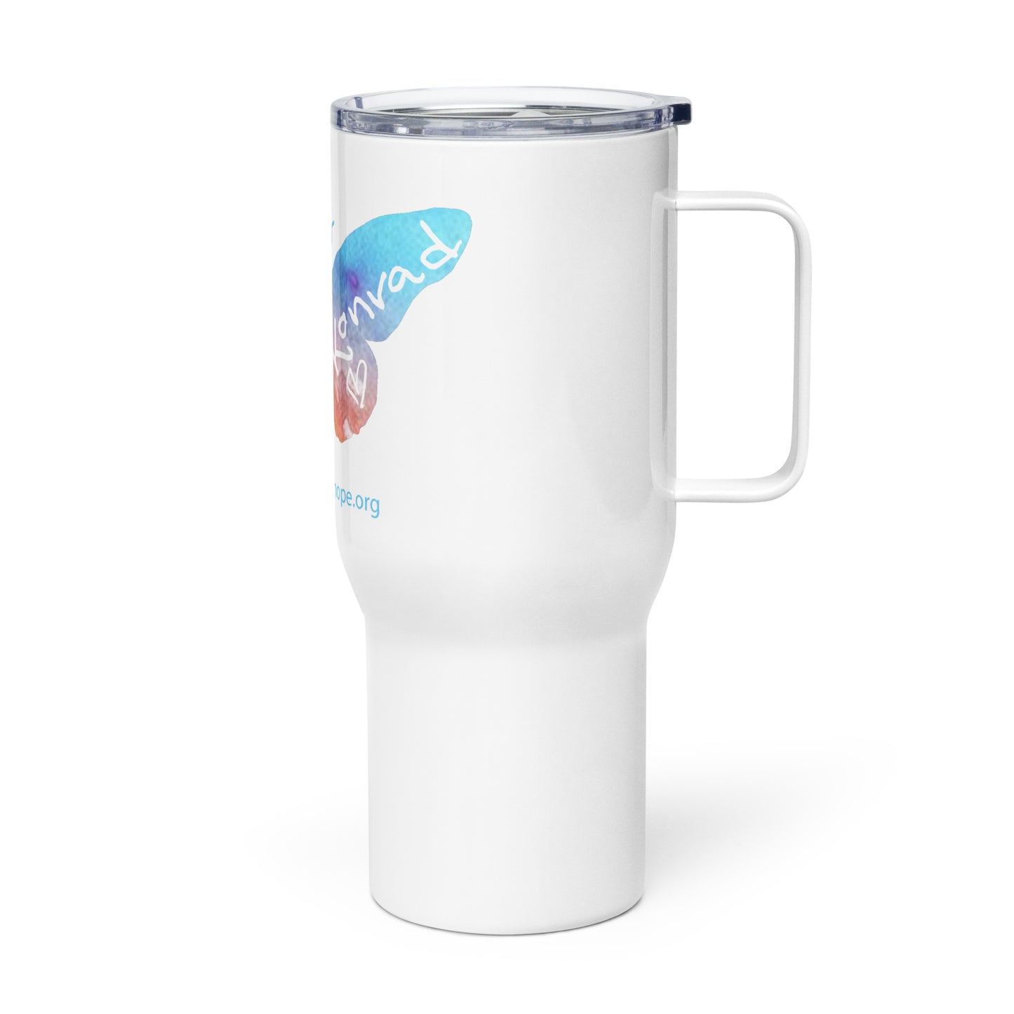 Travel mug with a handle